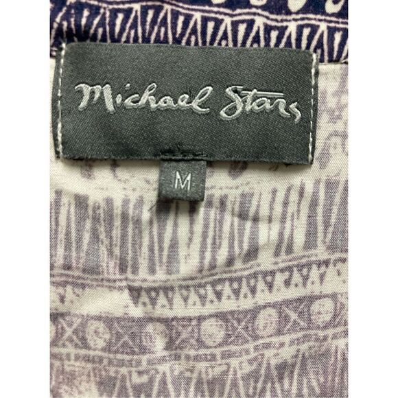 Michael Stars Womens Purple Aztec Dress 3/4 Sleeves V Neck Tie Waist Casual M - Picture 7 of 11